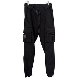 Vintage Y2K Southpole Black Cargo Pants Strappy Utility Streetwear Women's XL